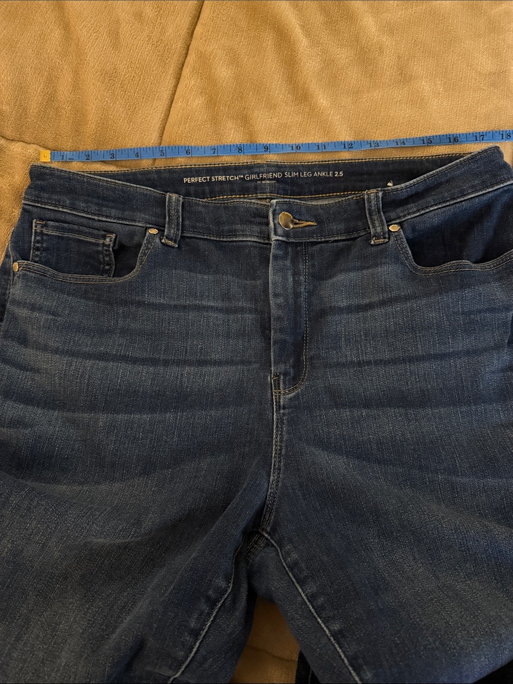 Chico's Dark Blue Ankle Jeans - Perfect Stretch Girlfriend Slim
